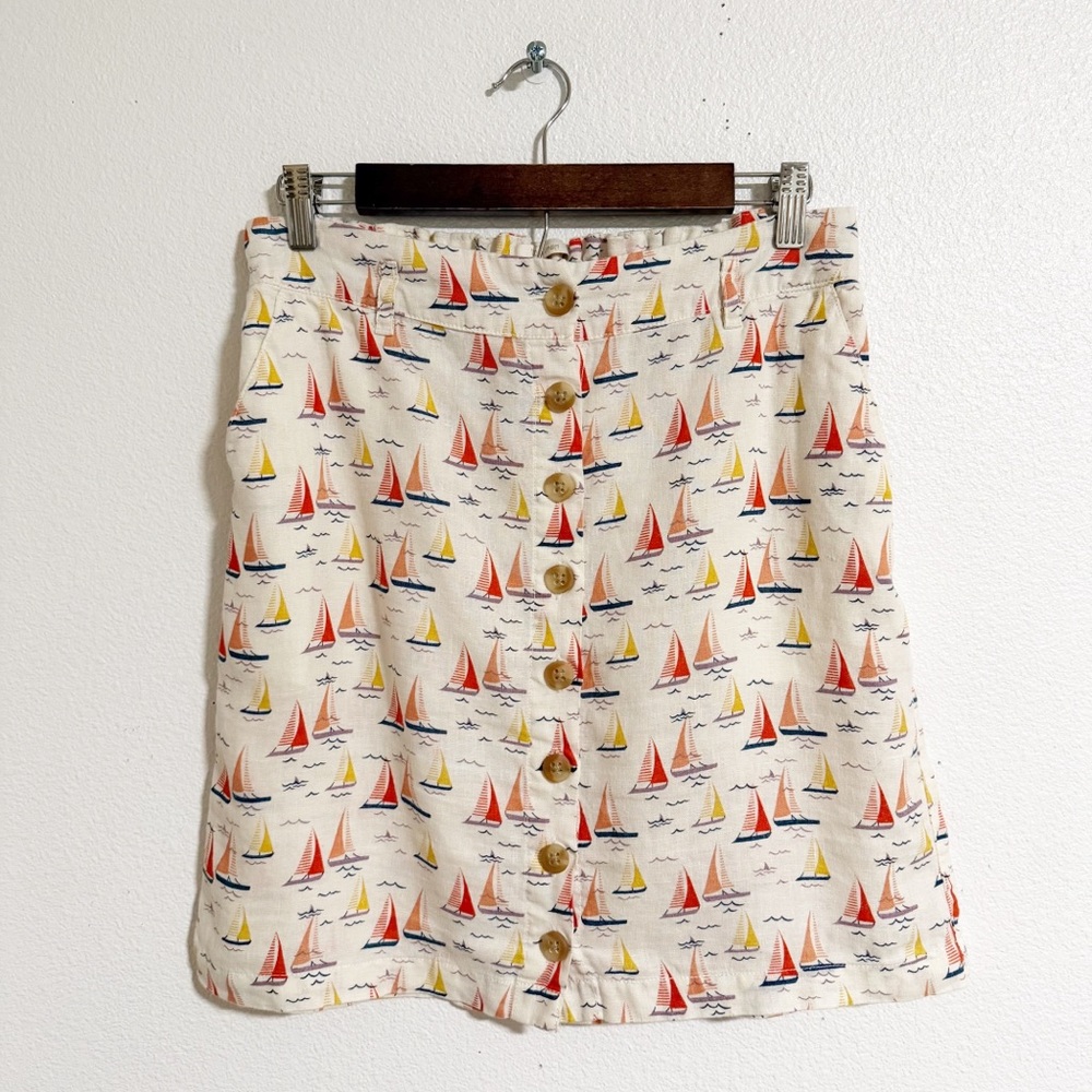Cynthia Rowley Sailboat Linen Button Front Skirt